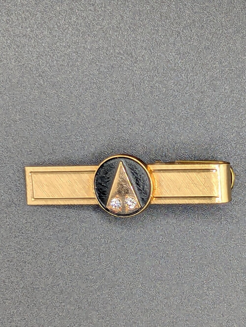 Gold Tie Clip with Black Enamel Triangle Accent